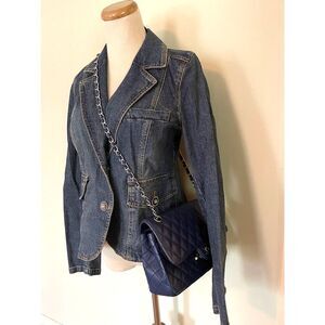🆕 [ ITW by Claude Brown] Denim Blazer w/Rhinestone Buttons Sz:2